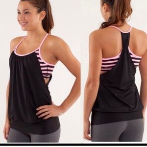 Lululemon No Limits Tank Built In Bra Size 6 Color Black & Pink